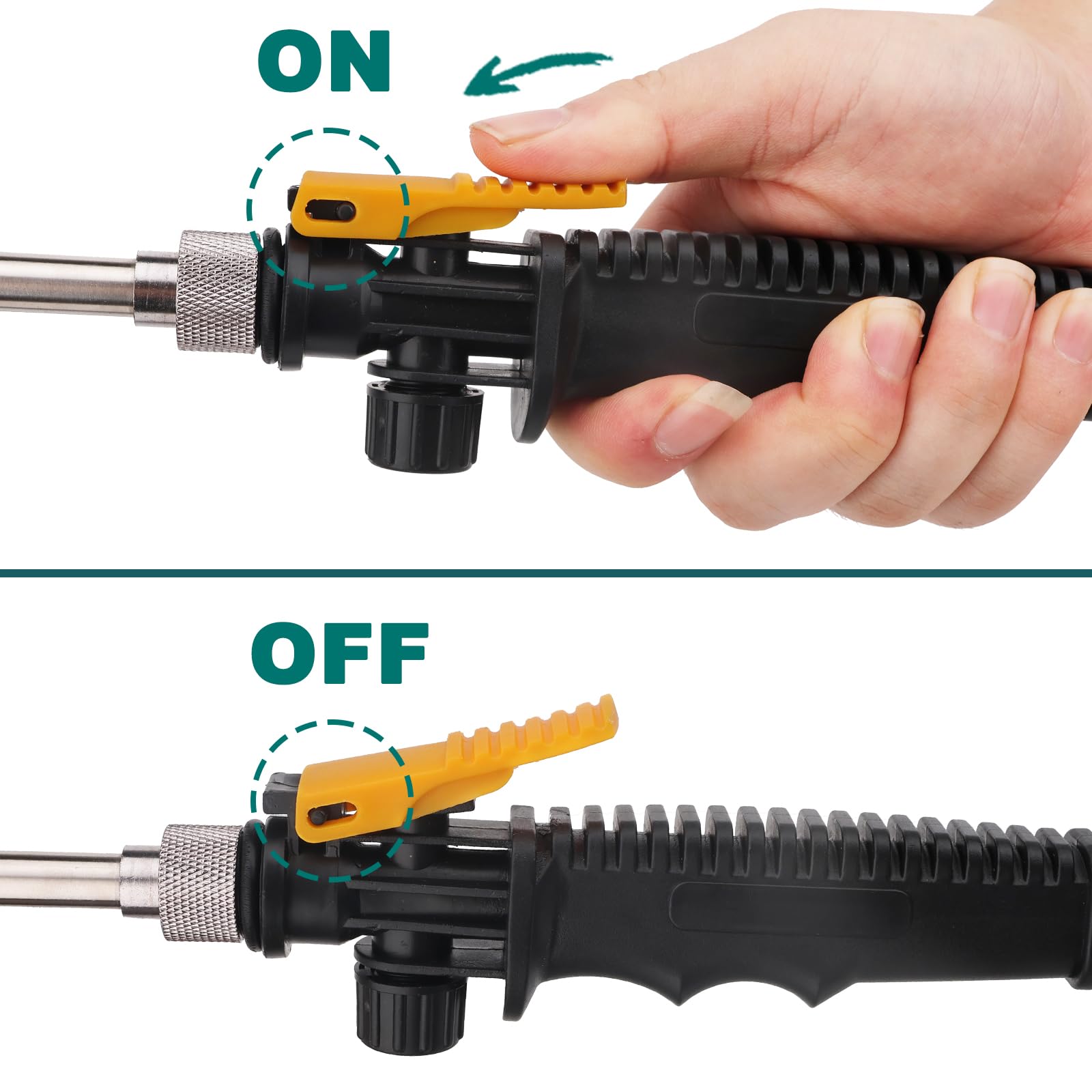 Diraeen adjustable twist nozzle switches from fine mist to straight stream.