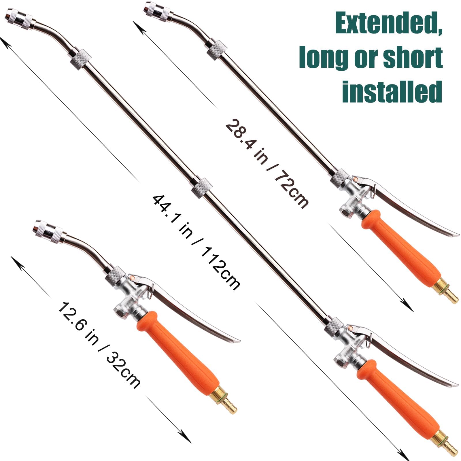 Hose quick-connectors for 1/2 and 3/8 inch hoses enable fast setup.