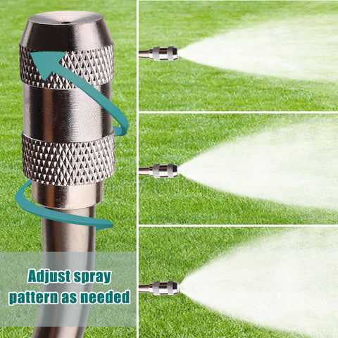 Stainless steel wand for durability in garden, car, and roof cleaning.