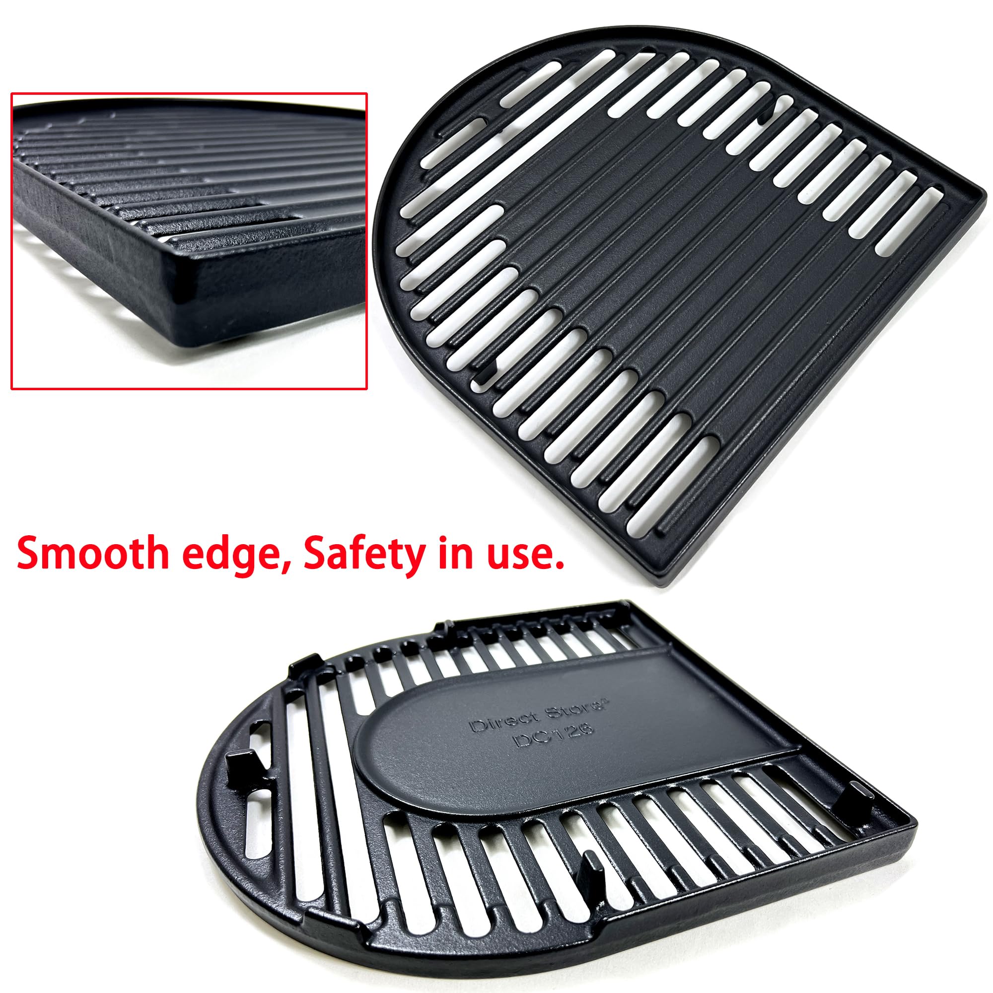 DC126 lip-edge design helps prevent food from sliding off during grilling.