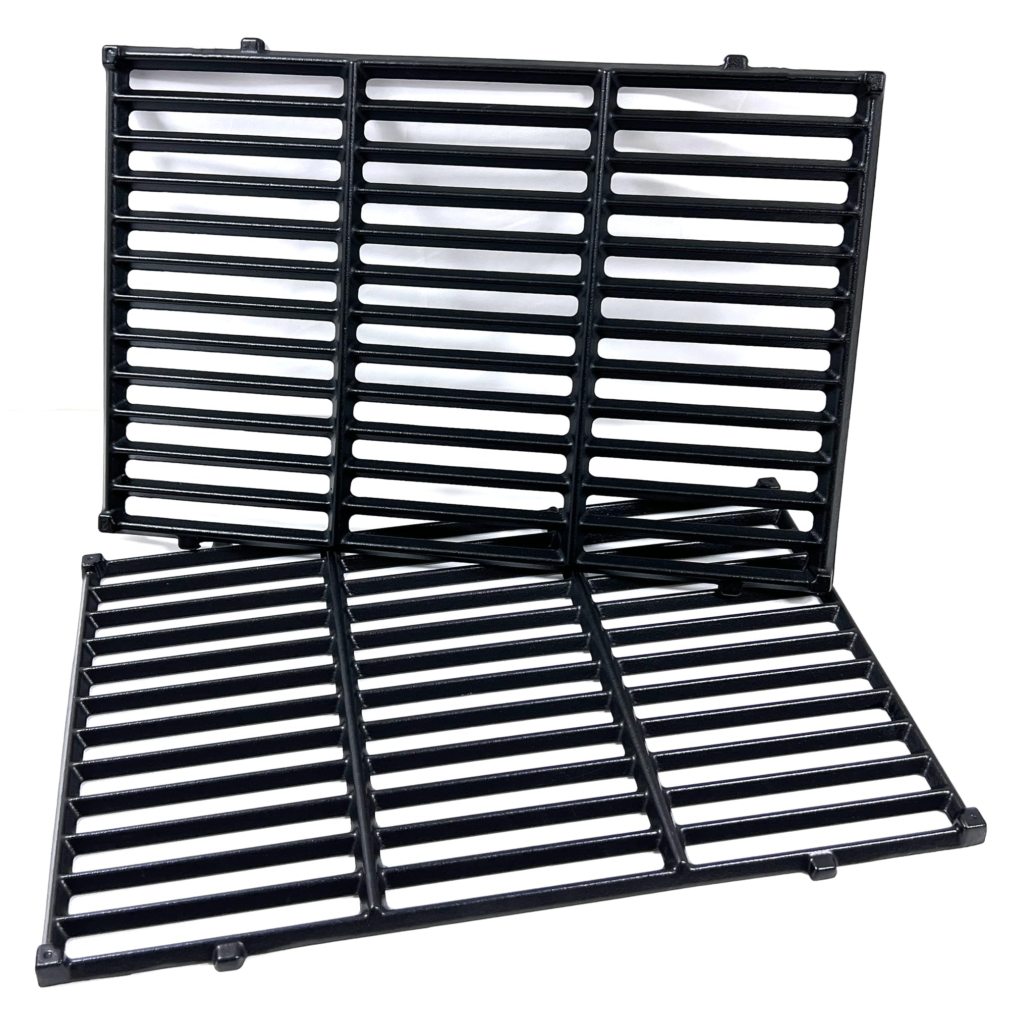 Direct Store DC130 2 Pack cast iron grill grates showcasing full 17.5 x 11.9 inch dimensions and solid construction.