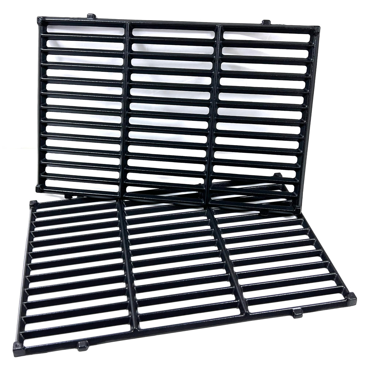 Direct Store DC130 2 Pack cast iron grill grates showcasing full 17.5 x 11.9 inch dimensions and solid construction.