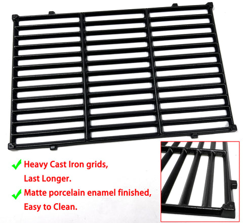 DC130 cast iron grill grate installed on a Weber style grill in use for searing.