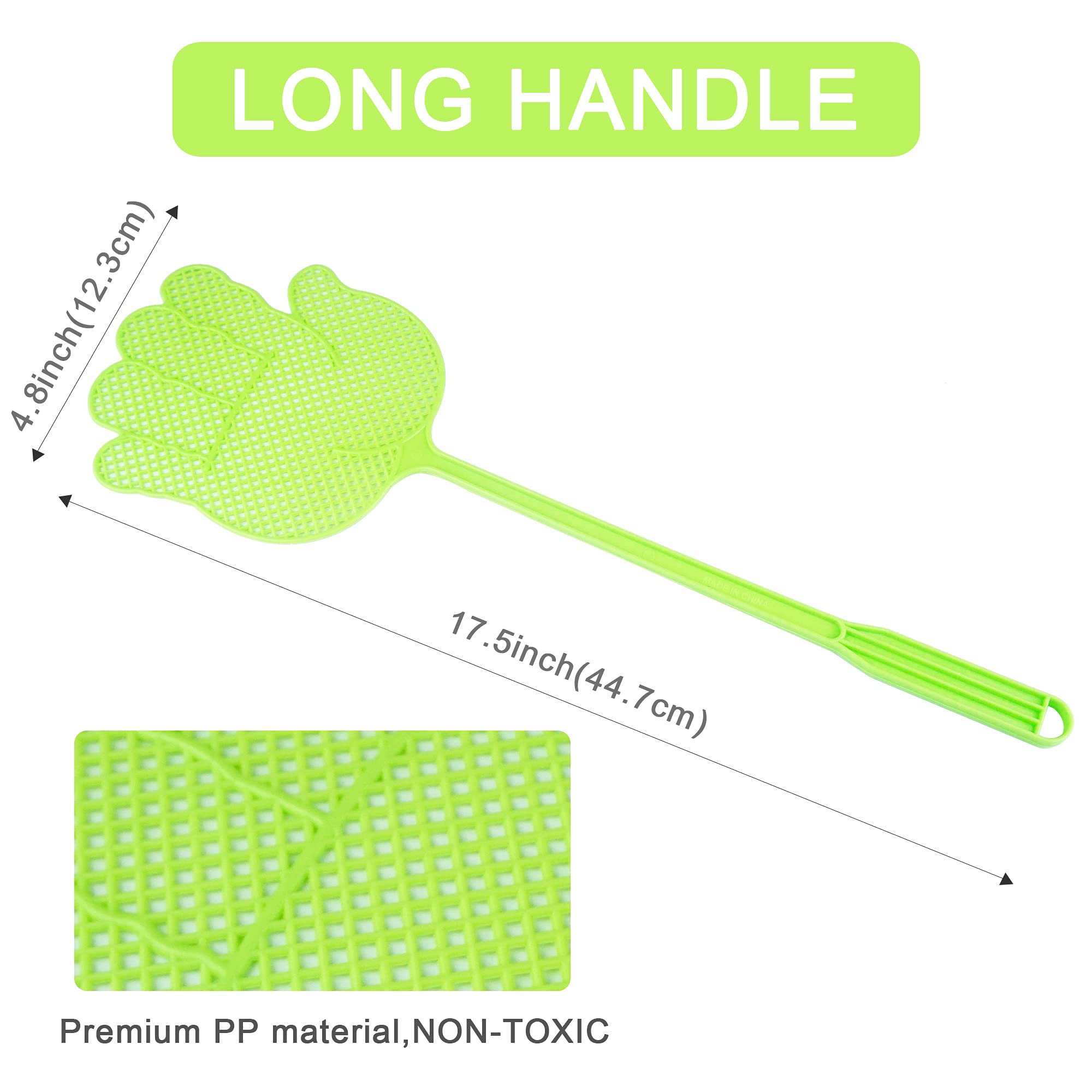 Dirza Fly Swatter shows a large 5.6x6 inch swat area for accuracy.