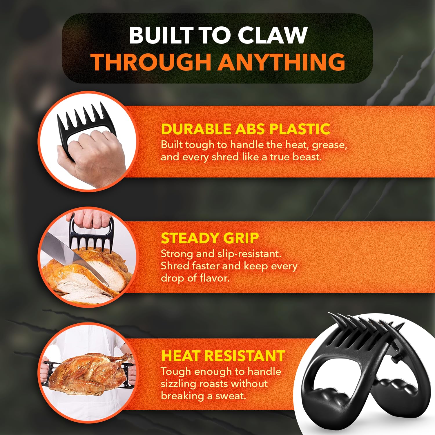Disc Living Beast Claws shred chicken after smoking for tender results