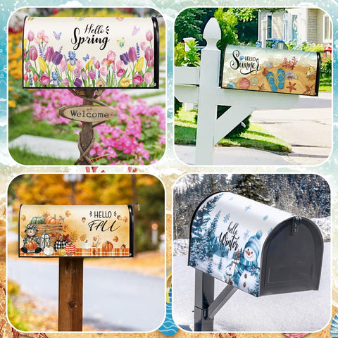 Dispowreath christmas theme mailbox cover adds holiday spirit.