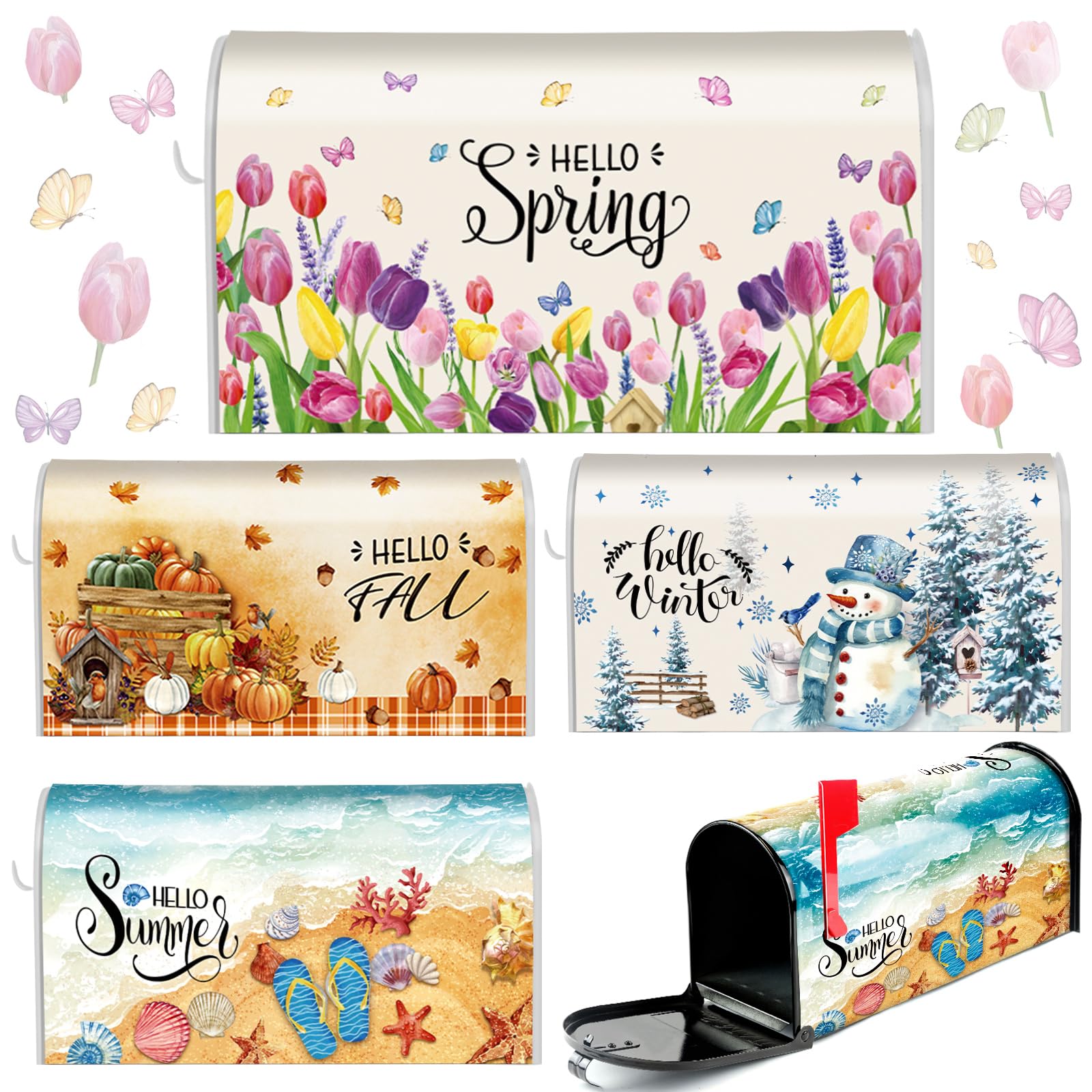 Dispowreath spring mailbox cover with butterflies and flowers for fresh curb appeal.