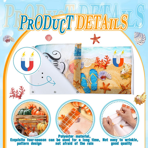 Dispowreath summer mailbox cover shows beach scenes and seashells for a welcoming look.
