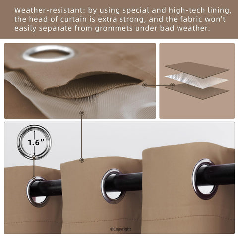 DIVA EN CAMINO DEC camel-brown 52x84 outdoor drapes with double-sided color