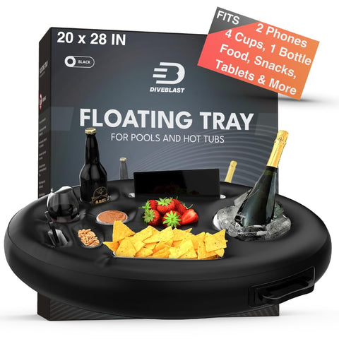 DIVEBLAST floating drink holder in pool keeping beverages within easy reach