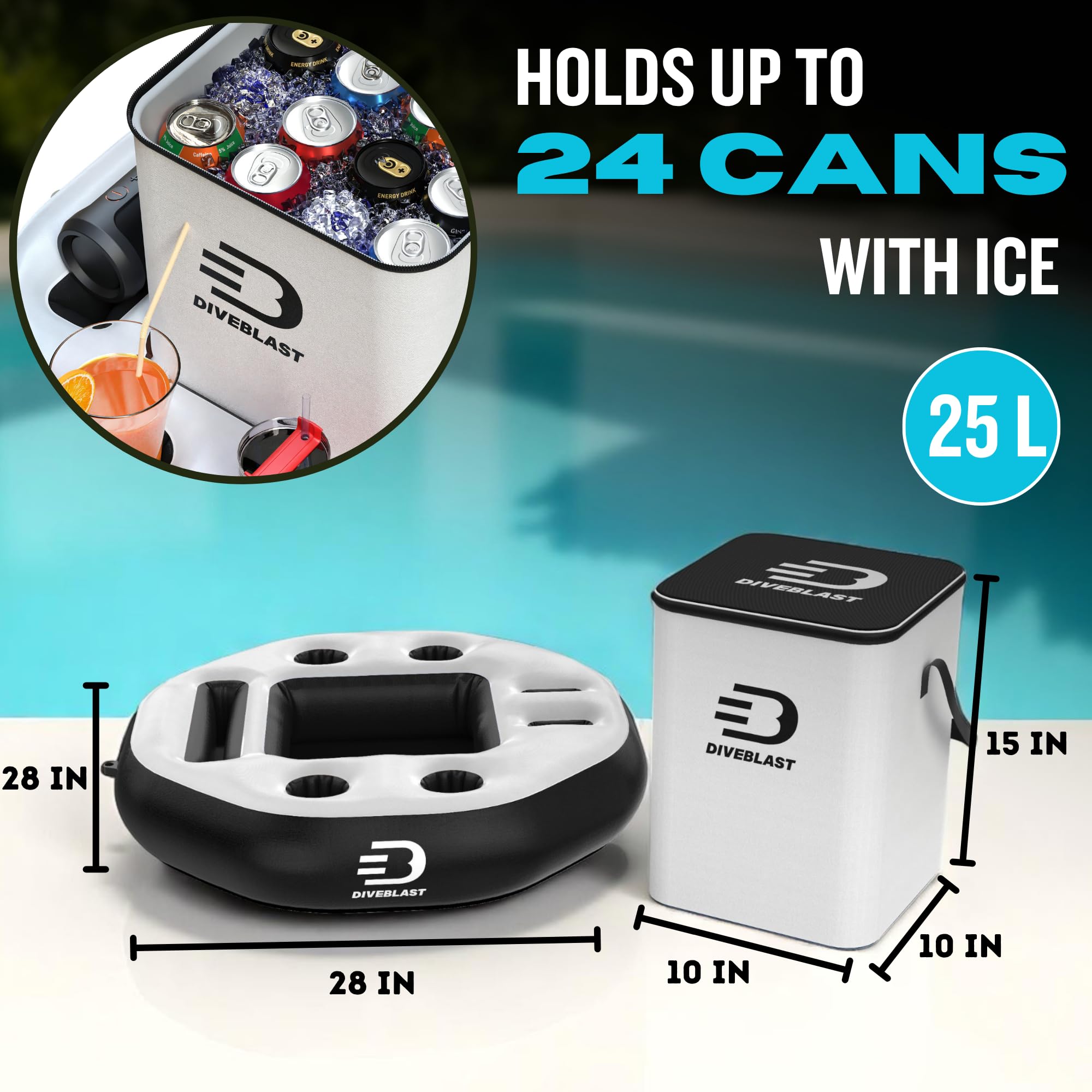 DIVEBLAST hands-free water cooler for easy party setup.