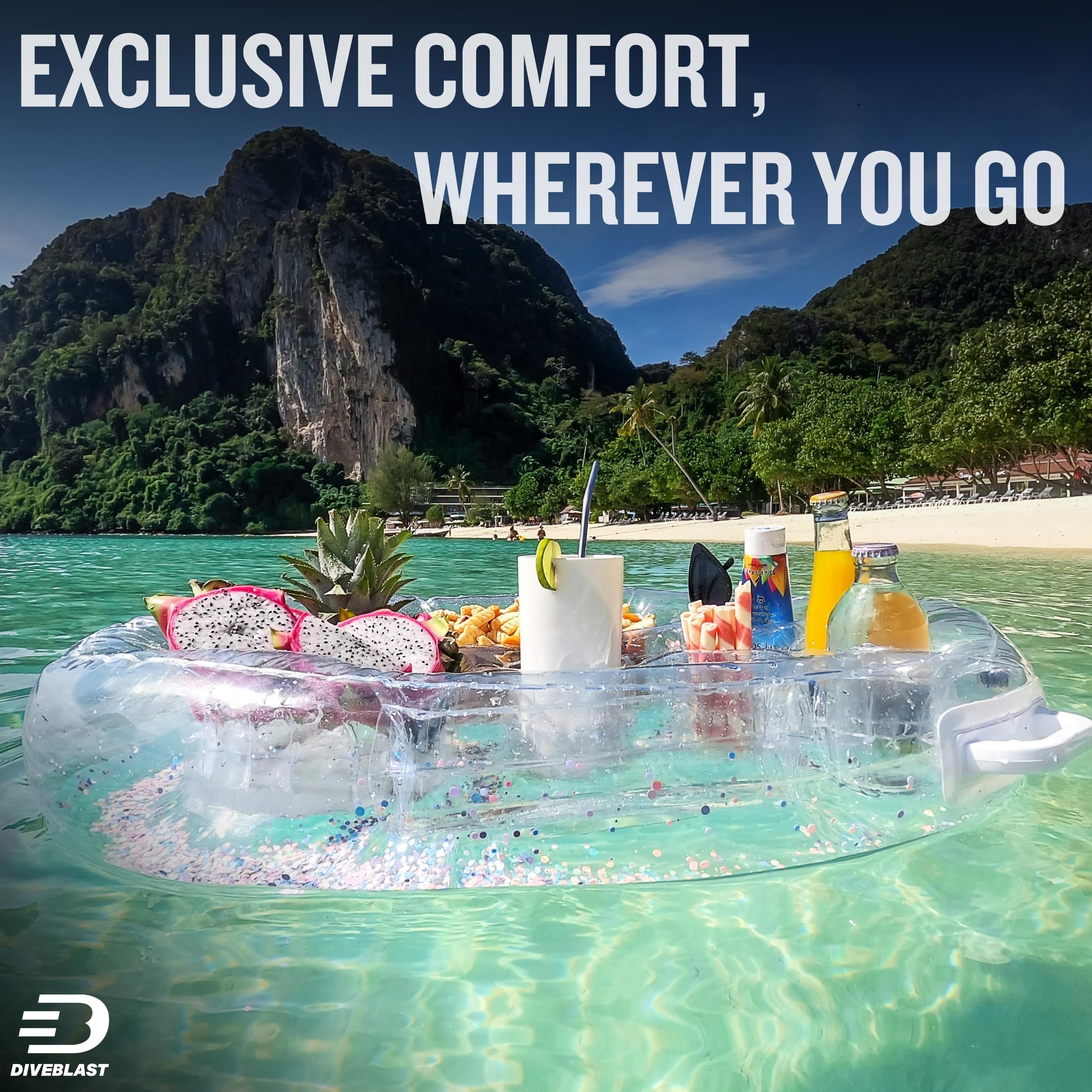 DiveBLAST pool party centerpiece floating drink holder for easy access