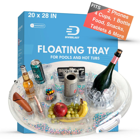 DiveBLAST transparent floating drink holder keeps drinks within reach at the pool