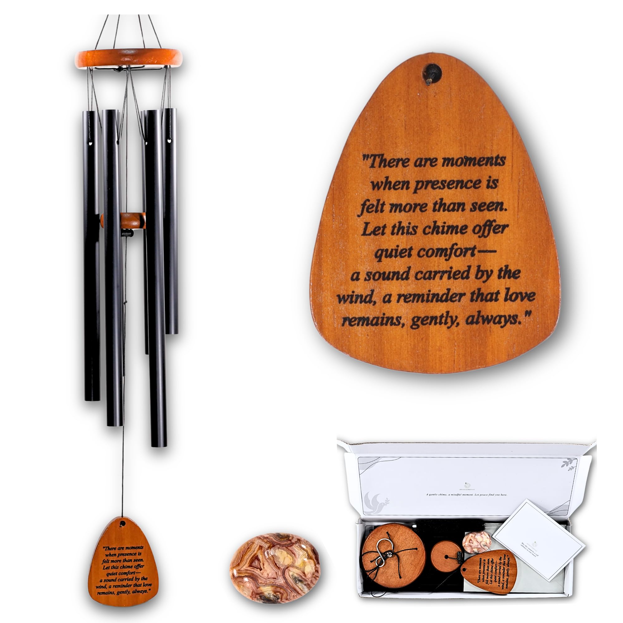 DIVINE KAIROS memorial wind chimes outdoors full view for calming garden ambience.