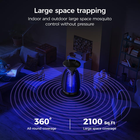 Dovima bug zapper extended cable illustrates flexible placement near house