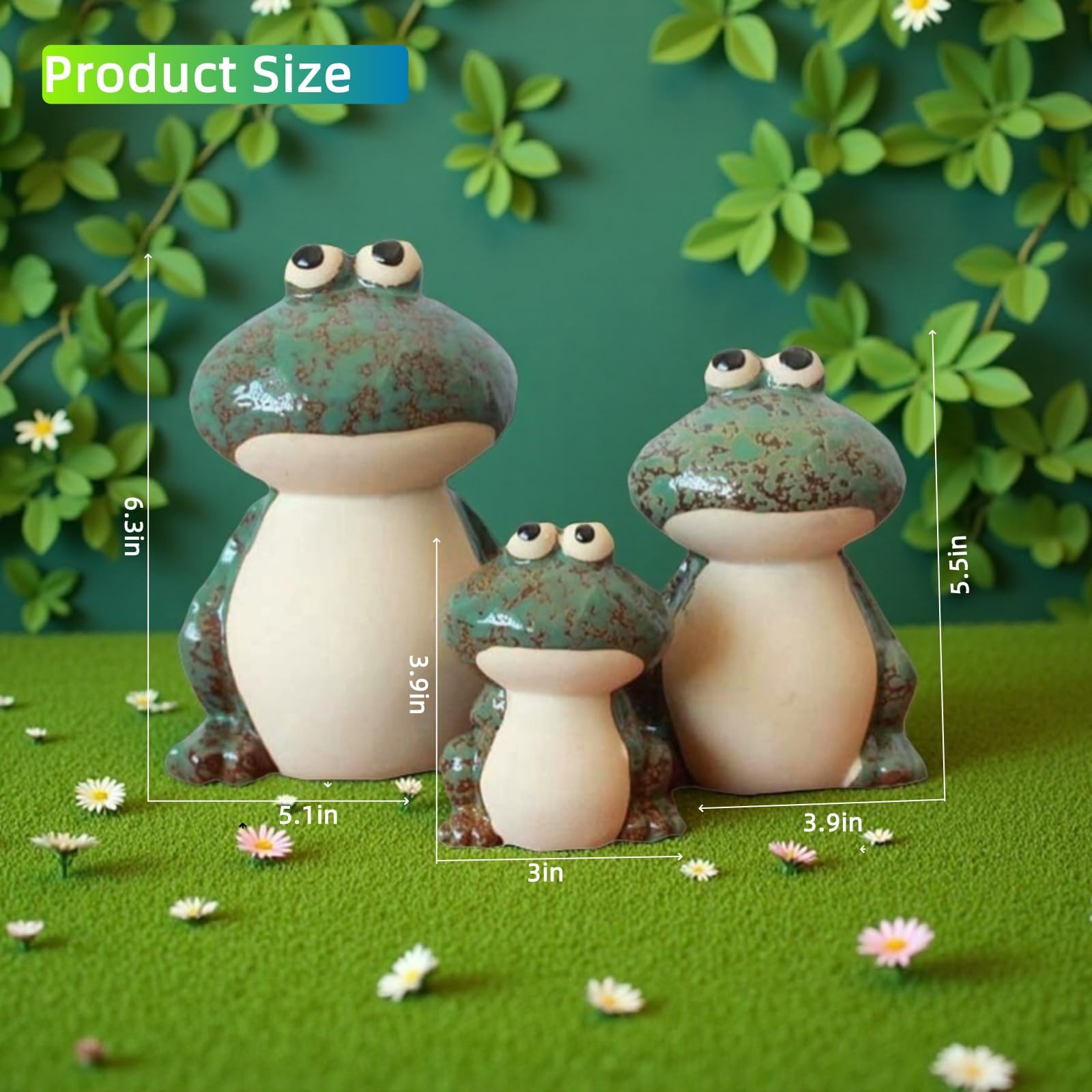 DIY Hub ceramic frog mom statue brightens a sunny porch.