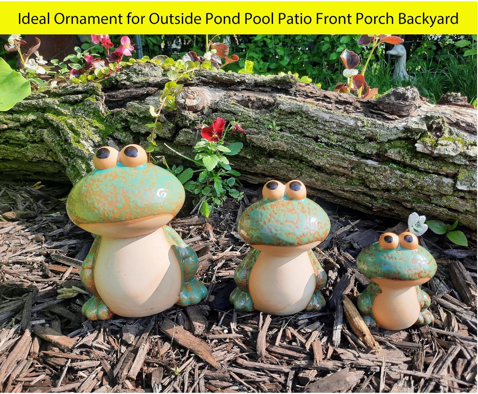 DIY Hub whimsical frogs complement porch steps and planters.