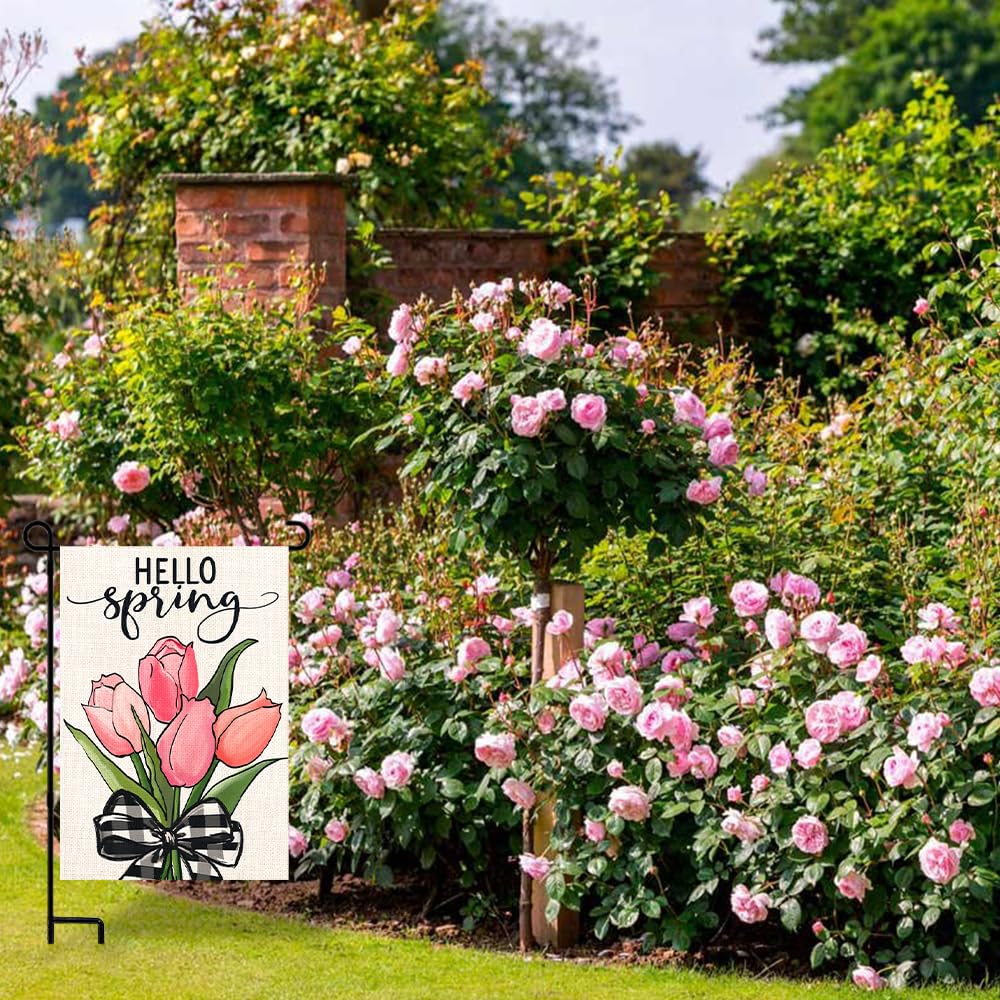 DIYDEC outdoor flag brightens porches and patios with spring colors and charm.