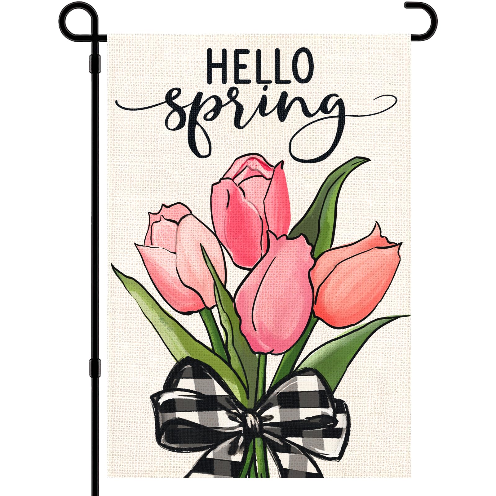 DIYDEC spring garden flag 12x18 on burlap, ideal curb appeal for your yard.