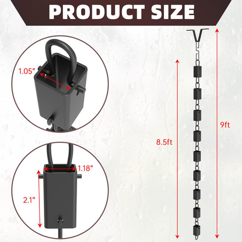 DIYIIRON rain chain with hook demonstrates easy installation for gutter upgrades.