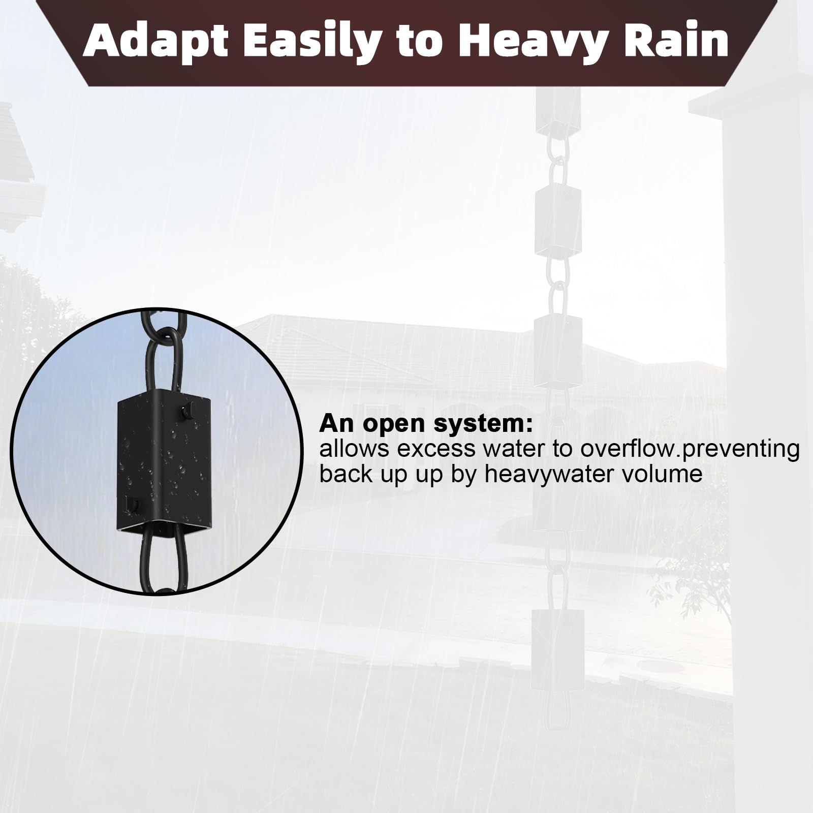 DIYIIRON craftsmanship visible in hand-assembled aluminum rain chain.