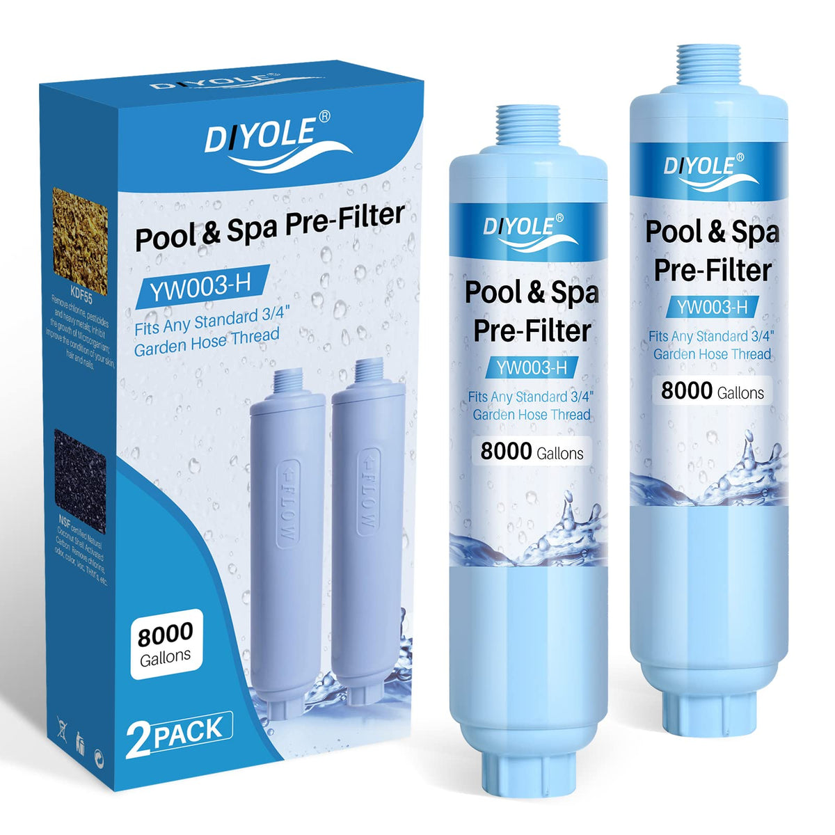 DIYOLE garden hose filter top view showing compact housing for clean water