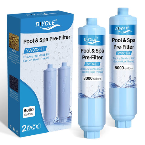 DIYOLE garden hose filter top view showing compact housing for clean water