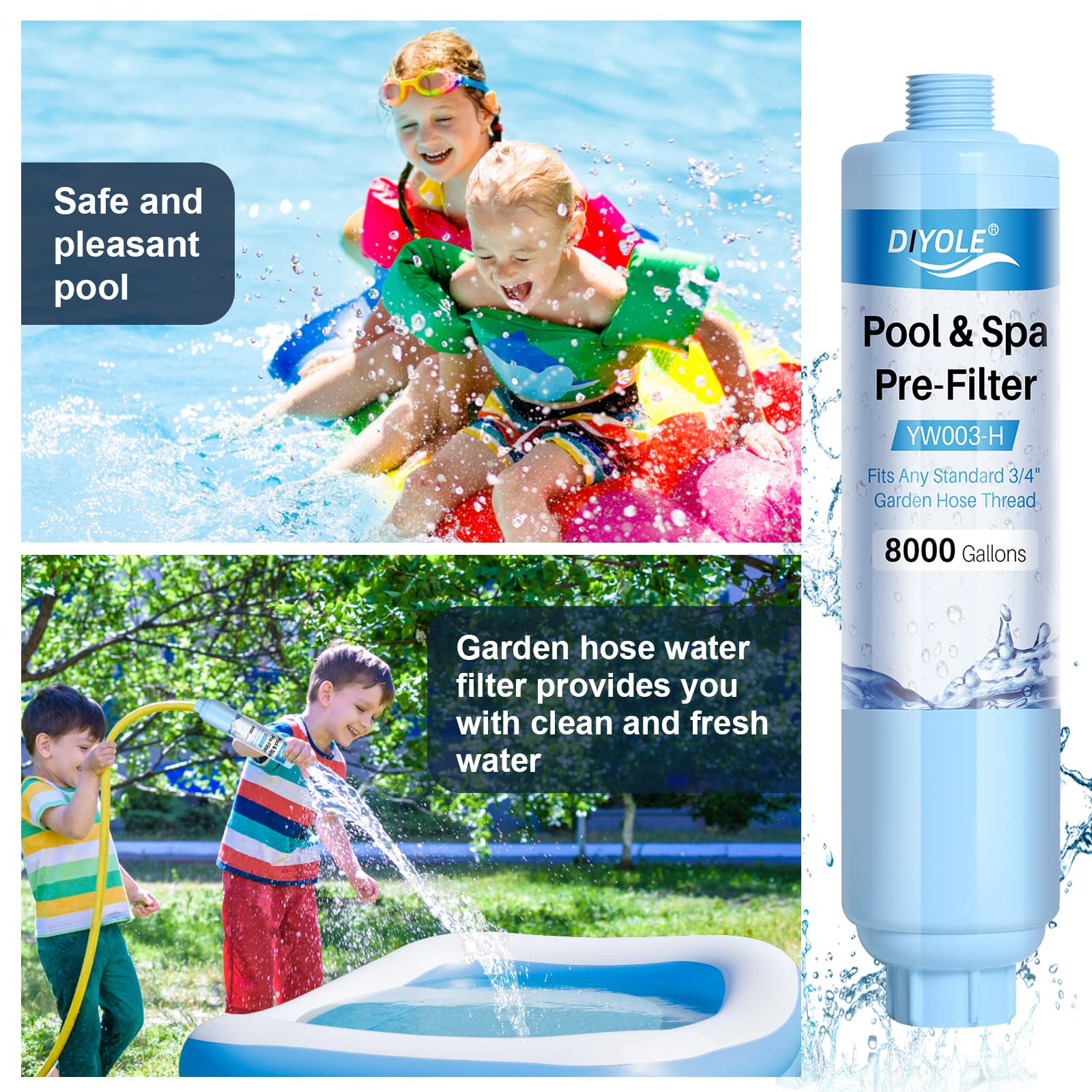 DIYOLE hose filter packaging box with clear product details