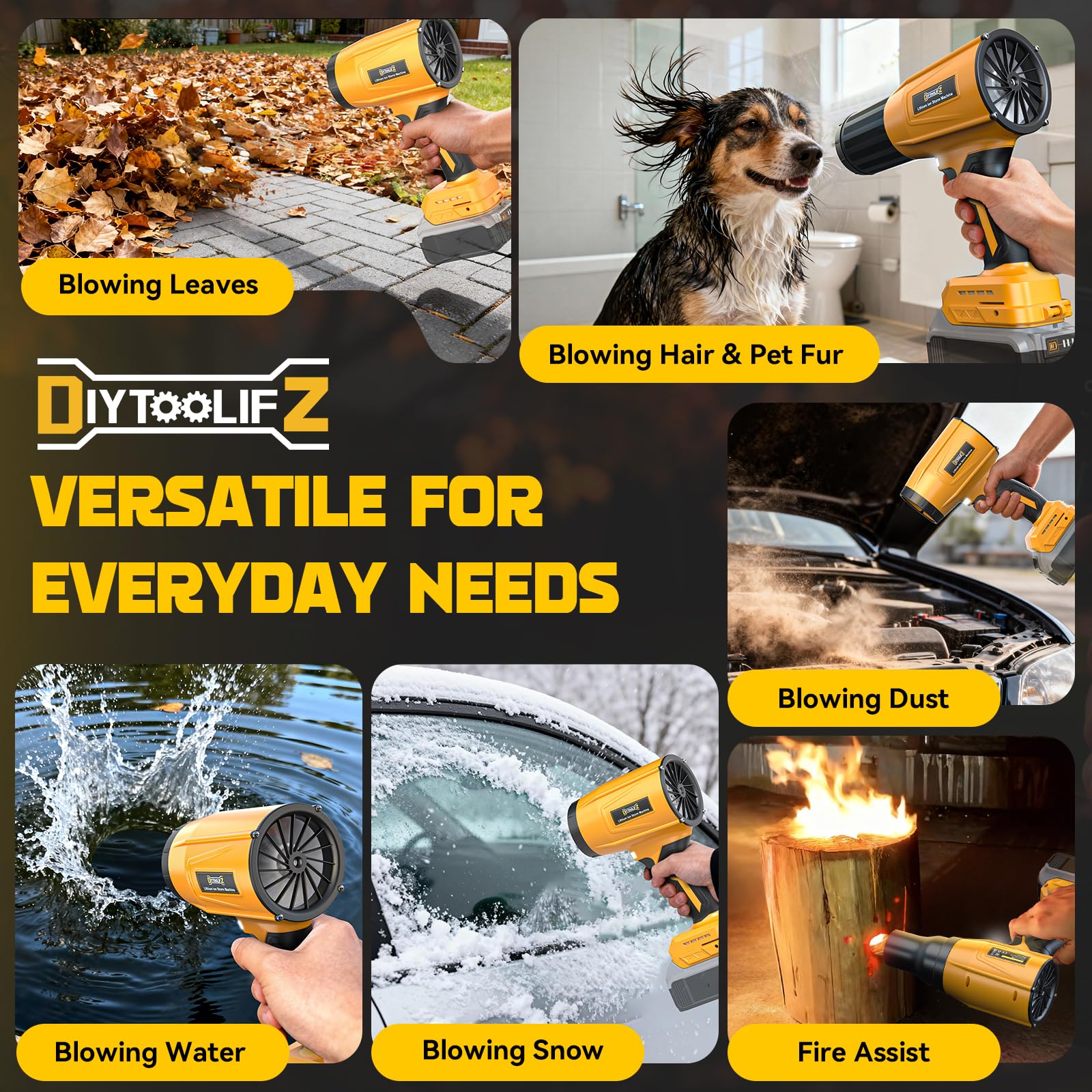 DIYtoolifz compact handheld design fits cars, patios, and garages.