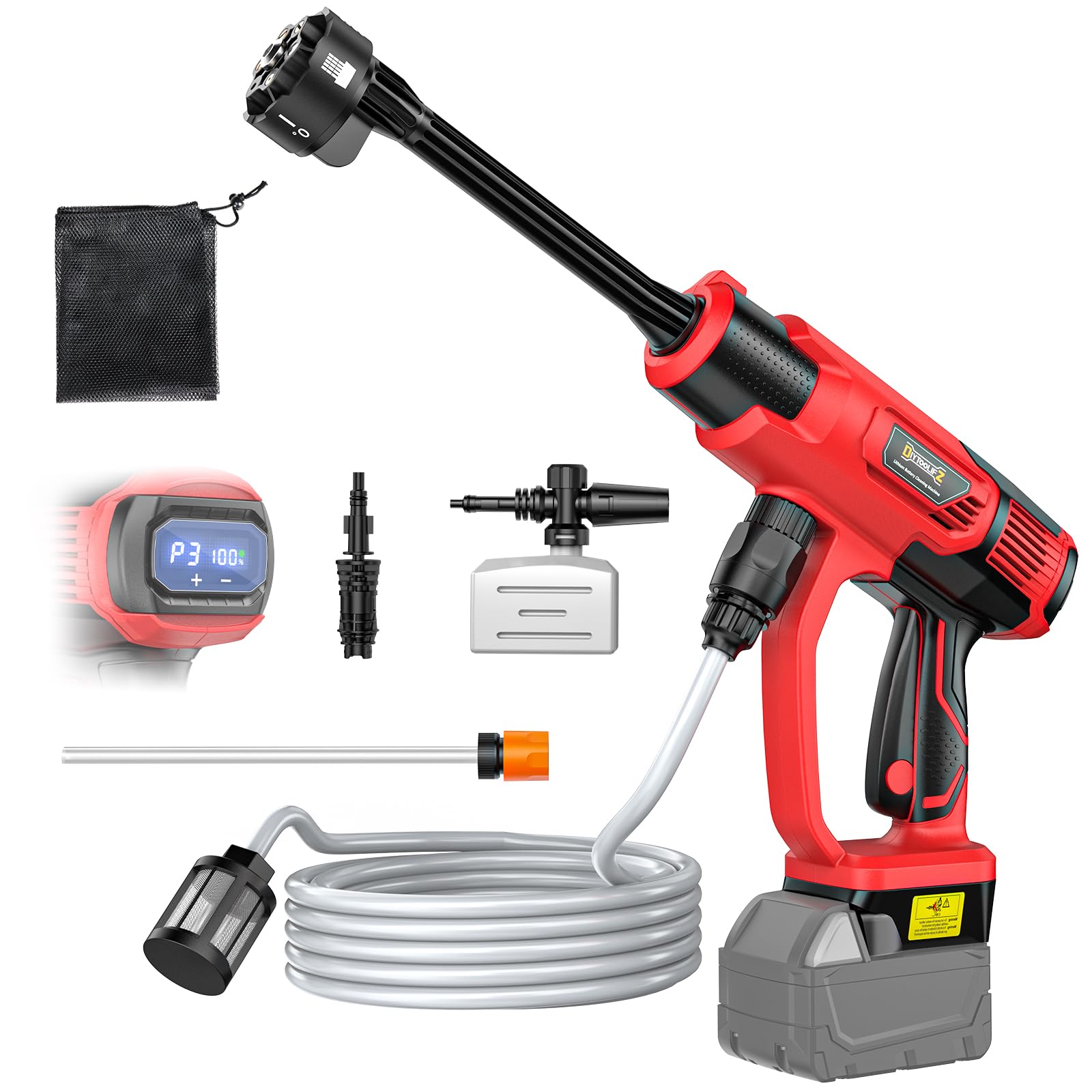 DIYtoolifz cordless pressure washer with 800 PSI brushless motor for tough outdoor grime