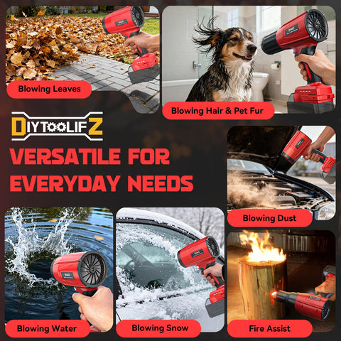 DIYtoolifz garden and patio cleanup with compact handheld blower.