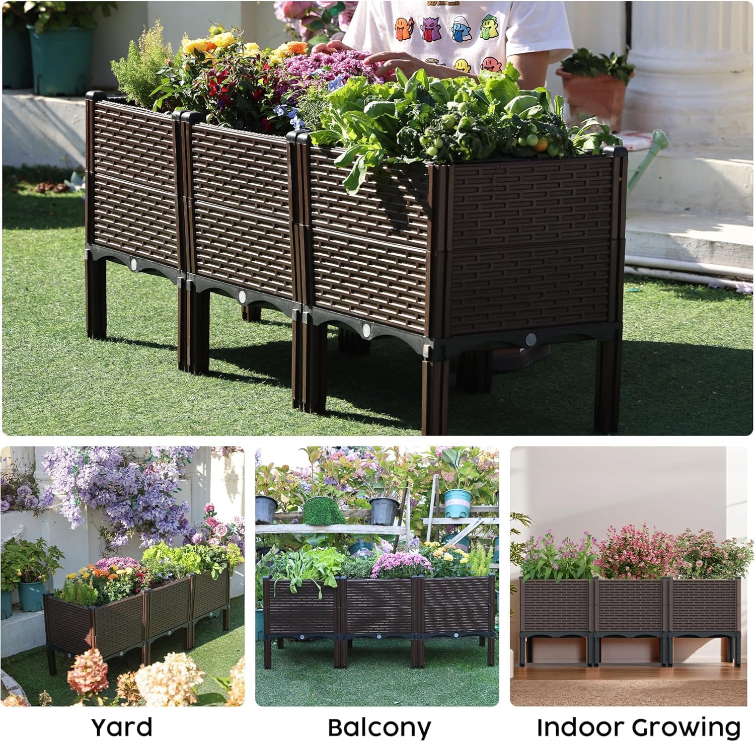 DIZAIGOGO bed offers 11.8-inch soil depth for deeper roots.