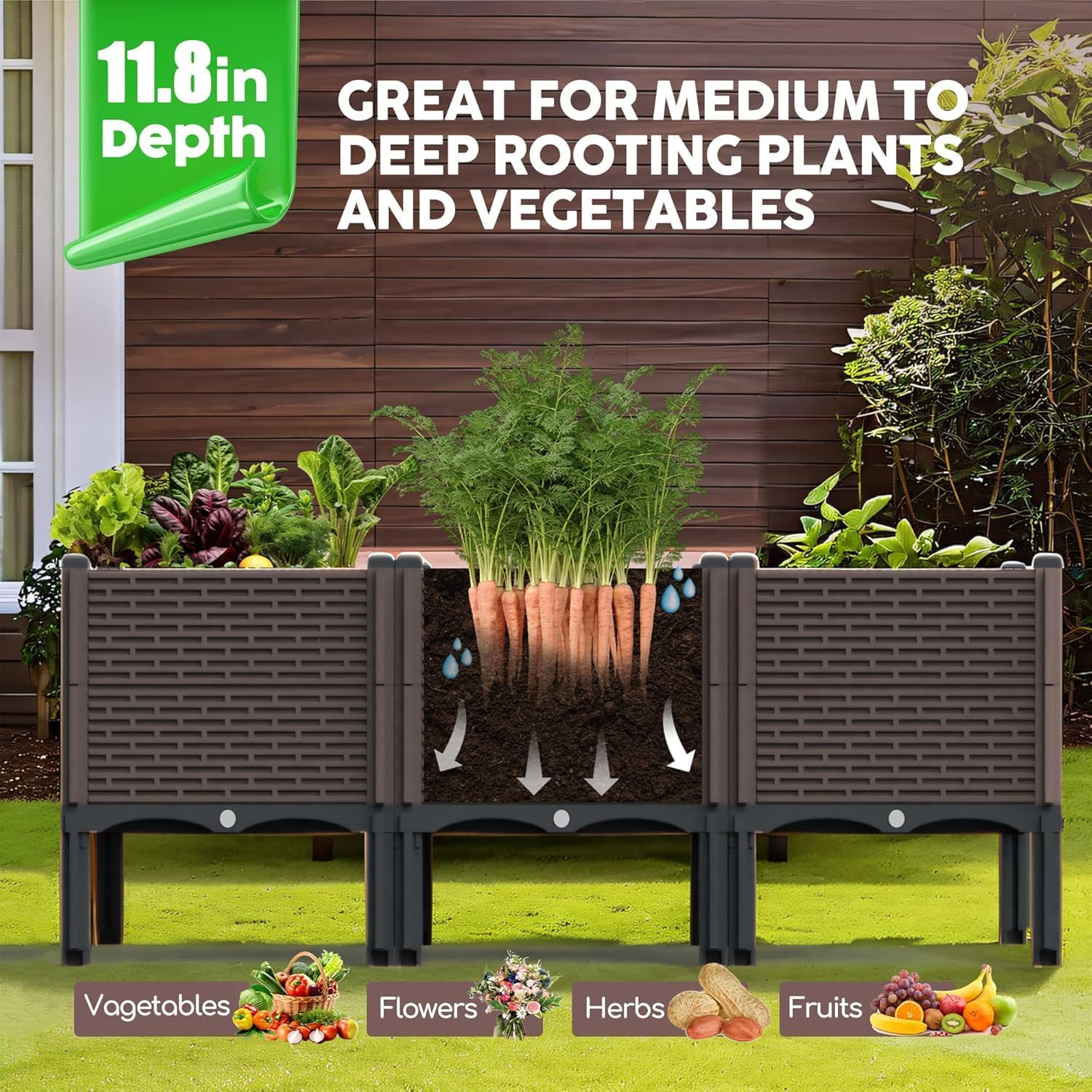 DIZAIGOGO planter withstands heat and frost for year-round gardening.