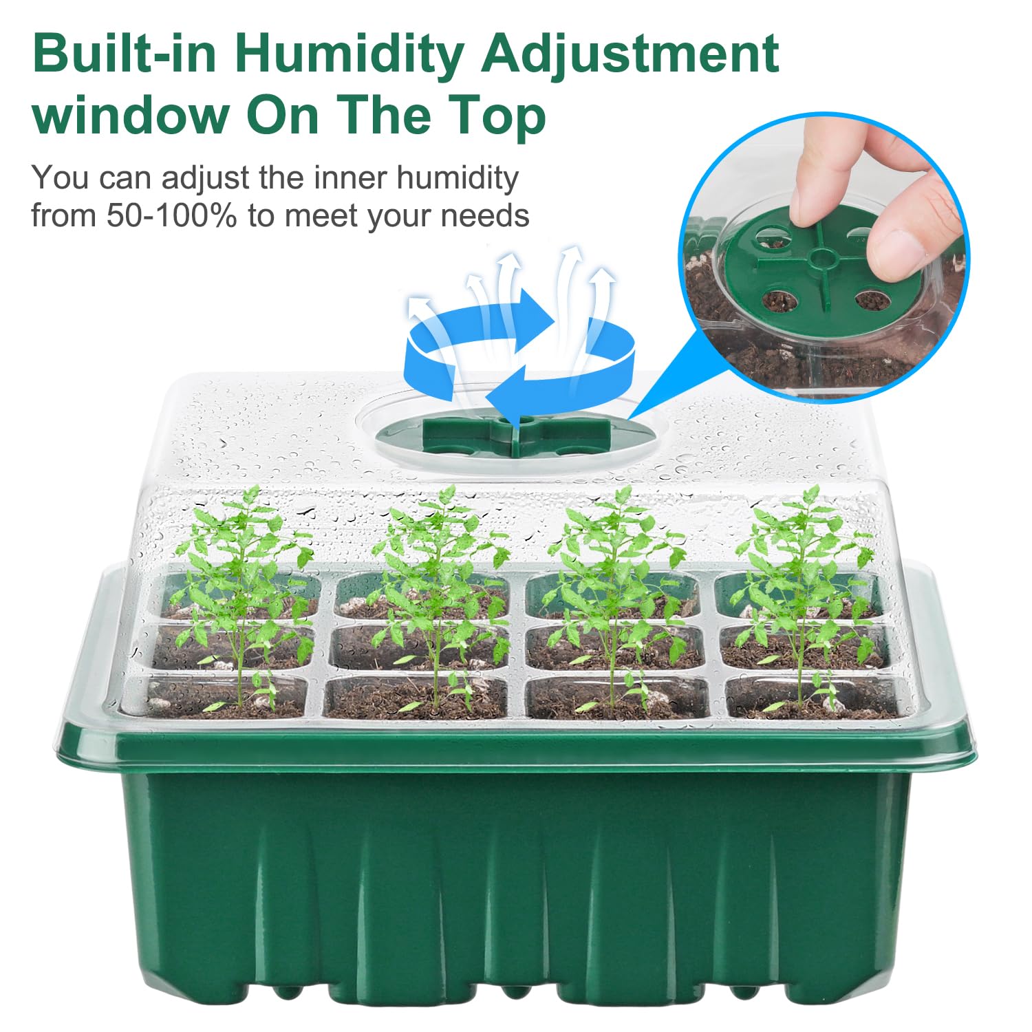 DJGINRO seed starter tray with transparent lid and drainage holes for watering control