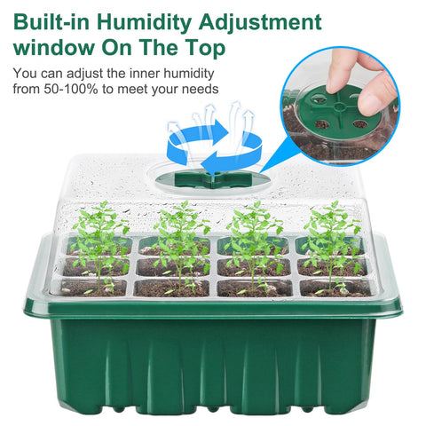 DJGINRO seed starter tray with transparent lid and drainage holes for watering control
