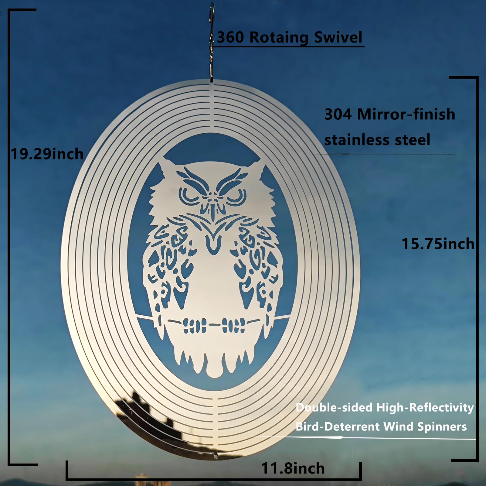 DJUAN 3D owl-deterrent disc adds yard decor while discouraging pigeons.