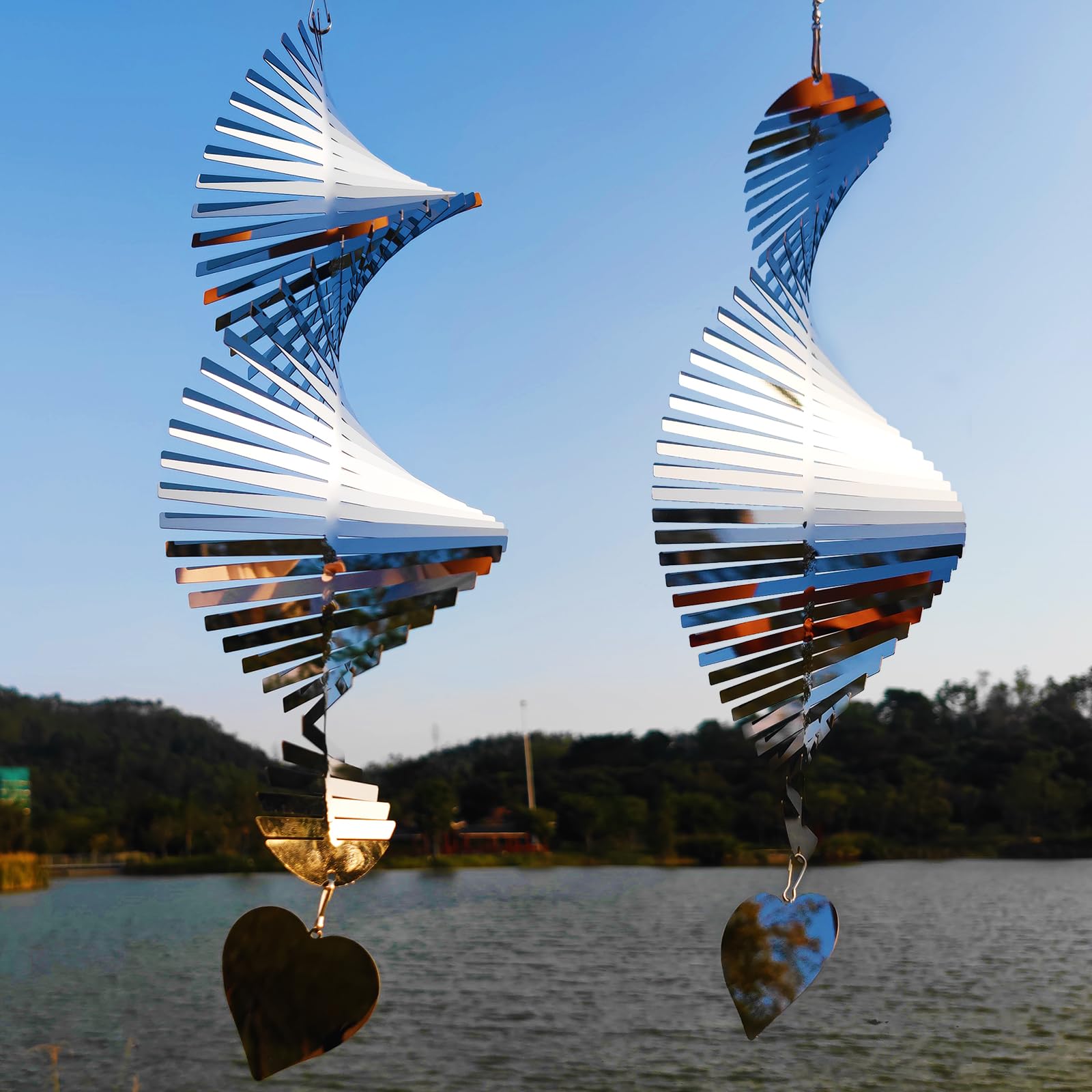 DJUAN Bird Deterren 360 rotating hooks aid wind-powered deterrence for patios.