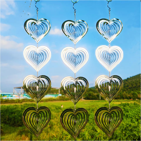 DJUAN heart bird scare discs set rotating spinners deter birds in sunlit yard
