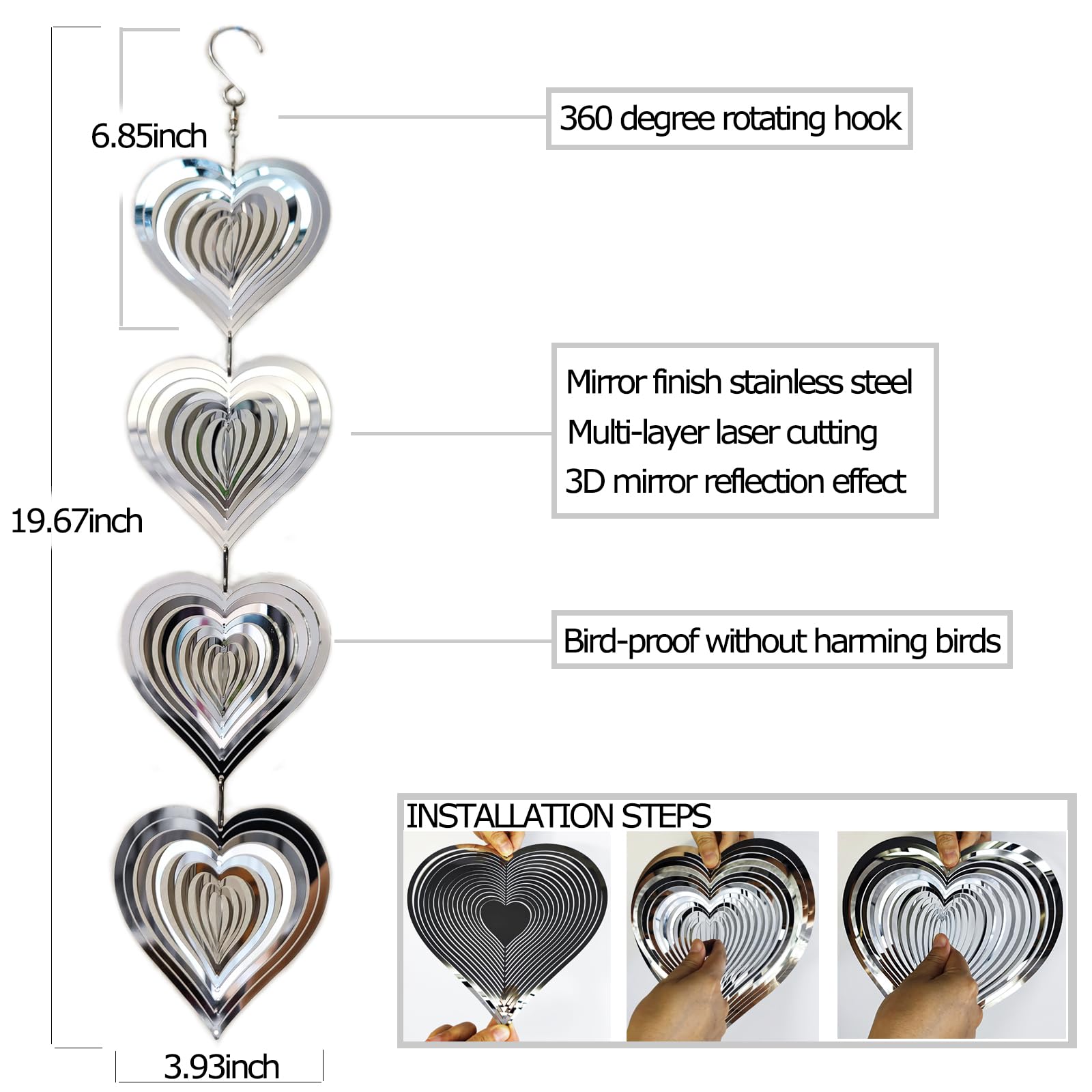 DJUAN stainless steel wind spinner weather resistant and decorative for yard safety