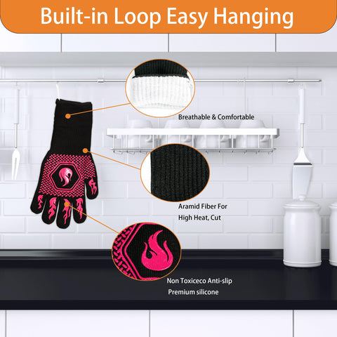 DKHDBD BBQ Fireproof Gloves illustrate heat resistance while lifting hot pans safely.