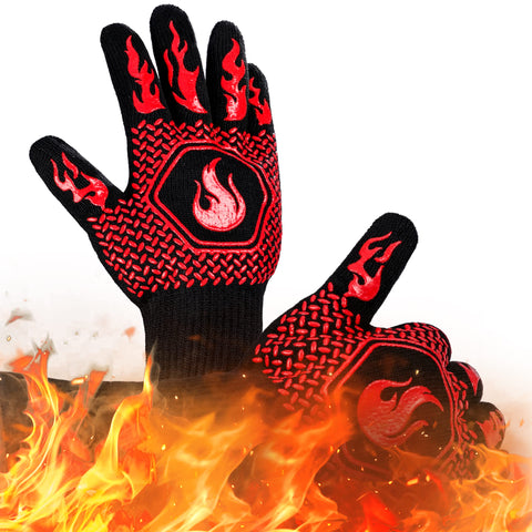 DKHDBD long-cuff kitchen glove red for safer handling near flames.
