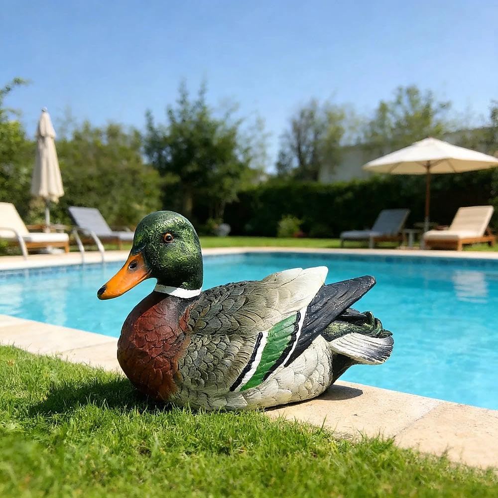 DKUWBJAS outdoor duck statue with lifelike mallard detail for pond decor