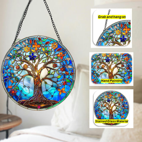 DLNNBKB Tree of Life Suncatcher brightens windows with vivid color.