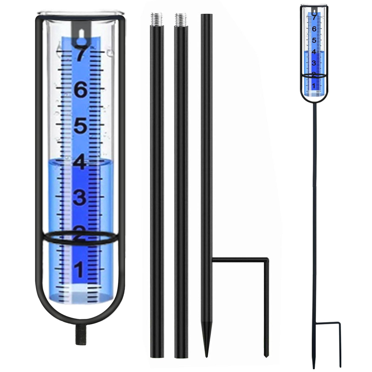DLUCKY Rain Gauge Outdoor 38.8-inch height for easy yard rainfall readings.