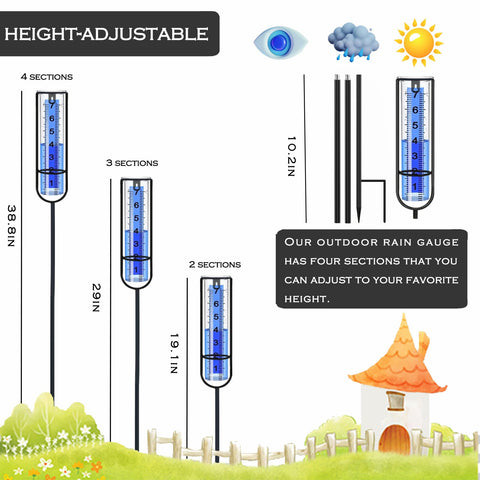 DLUCKY Rain Gauge with metal stakes ensures stable installation in windy conditions.