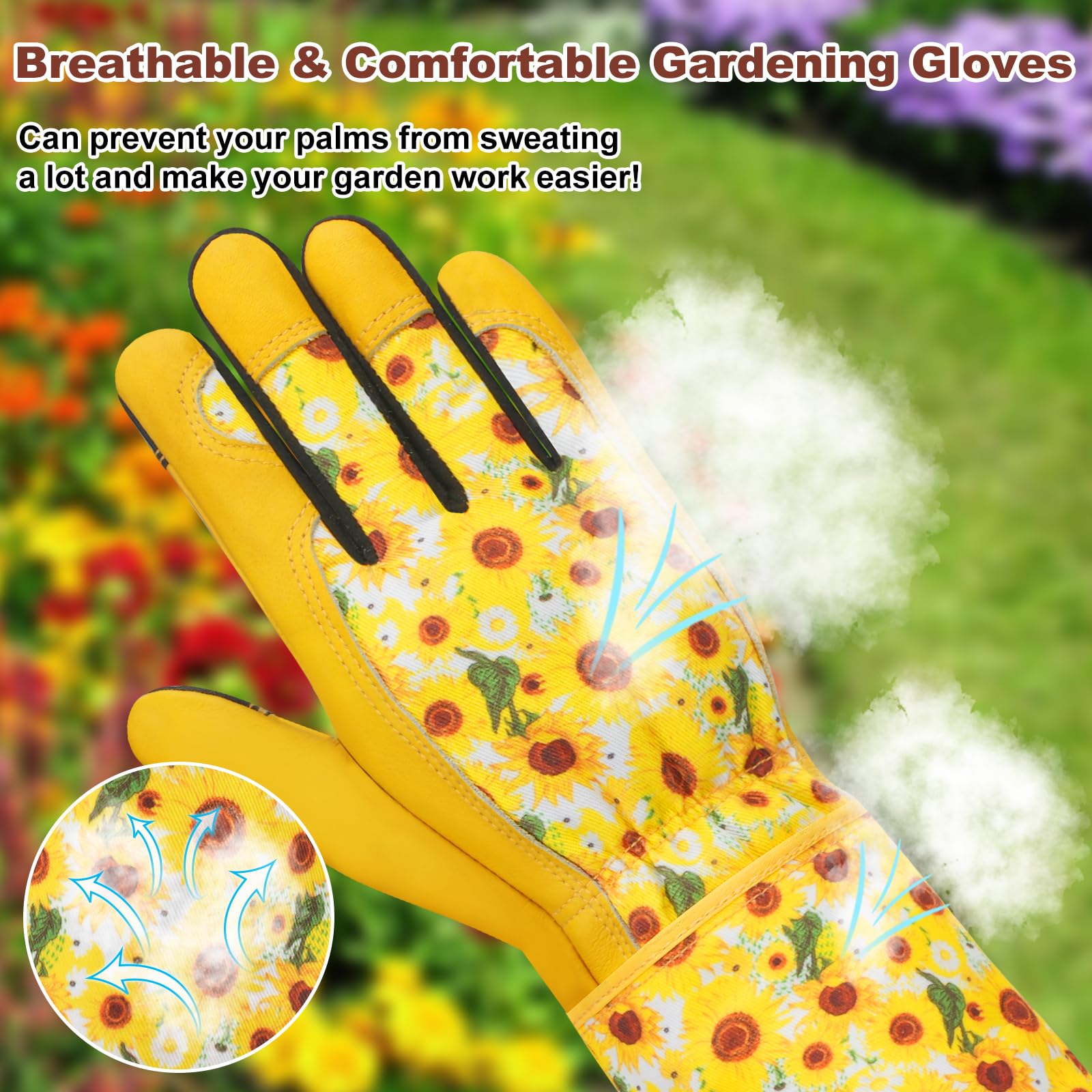 DLY Women's Gardening Gloves: extended cuffs shield forearms during pruning.
