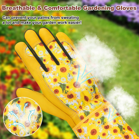 DLY Women's Gardening Gloves: extended cuffs shield forearms during pruning.