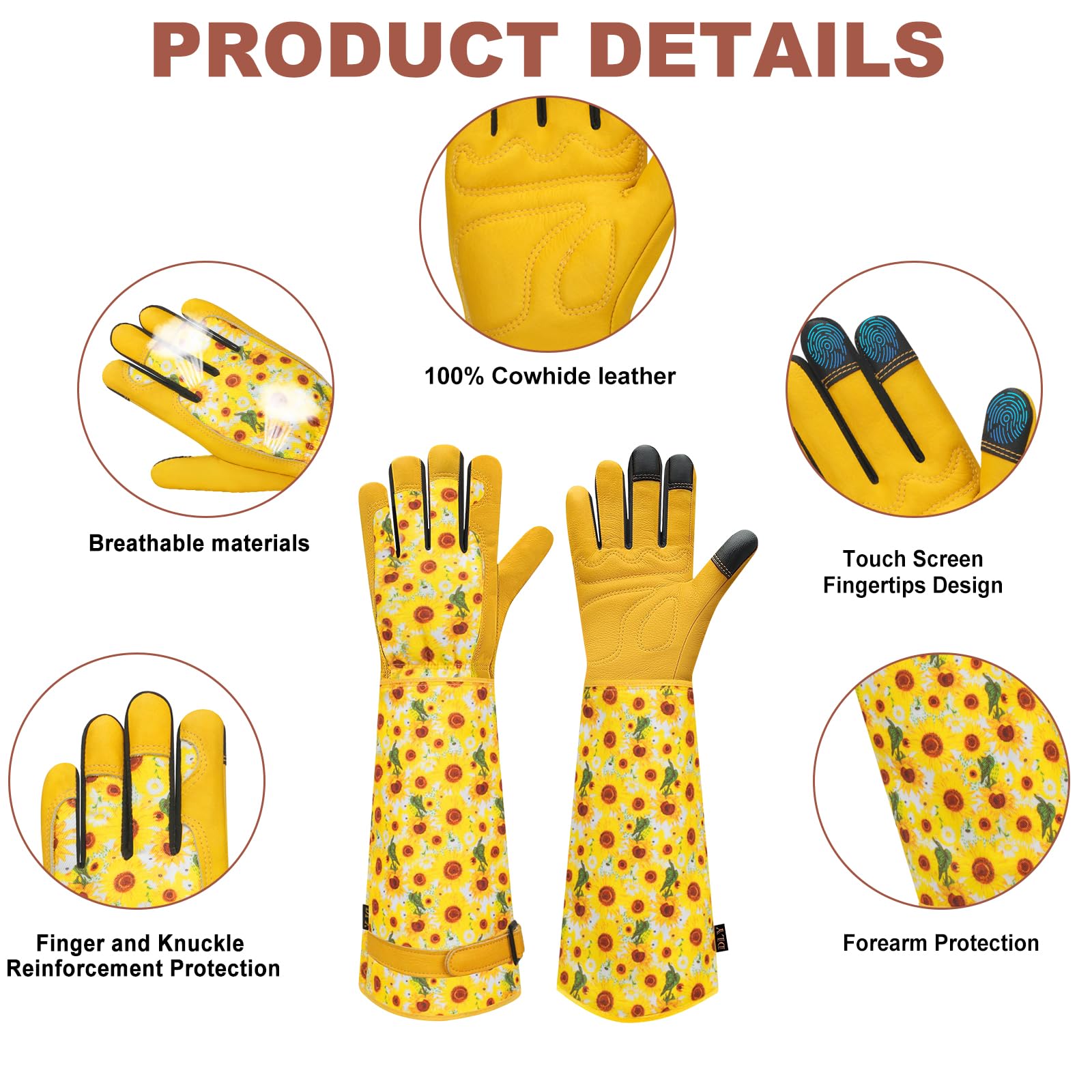 DLY Rose Gardening Gloves: leather palm and foam pads for improved grip.