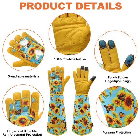 DLY Rose gloves forearm area highlights extended cuff for forearm protection.