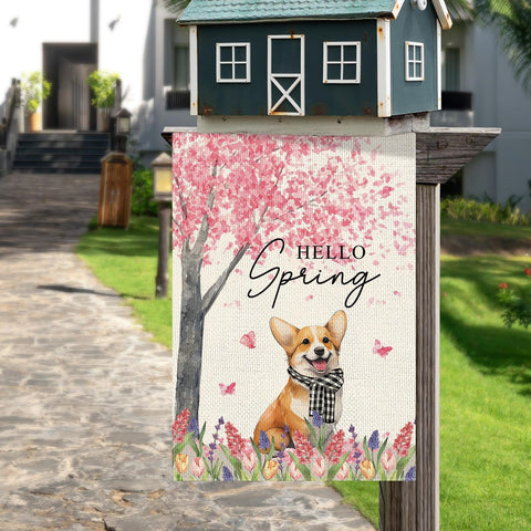 Dlzdn Hello Spring flag, 12x18 size, fits standard poles.